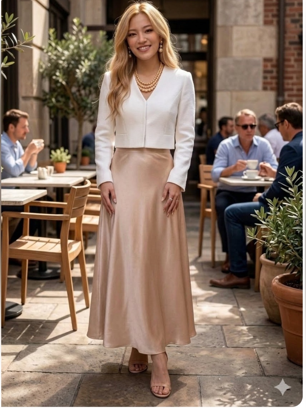 Black Label by Chico’s Champagne Satin A-Line Maxi Skirt Size 12 New - Picture 2 of 11